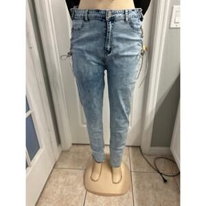 Blue Topic Lace-Up Side Skinny Jeans Women’s Size 28/30 Light Wash
